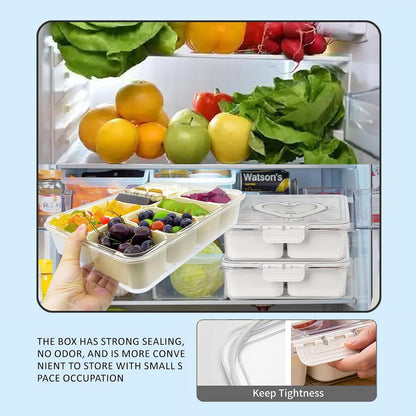 6-Compartment Snackle Snack Bowl with Lid-Microwave & Dishwasher Safe Divided Serving Bowl for Fruit,Veggies & Snacks-Portable Snack Organizer for Picnics,Road Trips & Parties (1 pcs 6 Compartment)