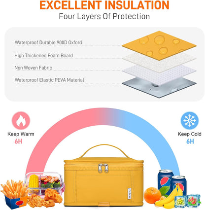 NOL Mini Insulated Lunch Bag for Women Men Kids | Small Leakproof Reusable Lunch Tote | Fits 6 Cans 330ml | Thermal Cooler for Work School Picnic Camping, Navy blue