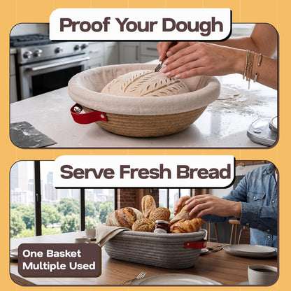 RICCLE Banneton Bread Proofing Basket, 2 Oval Sourdough Banneton Baskets