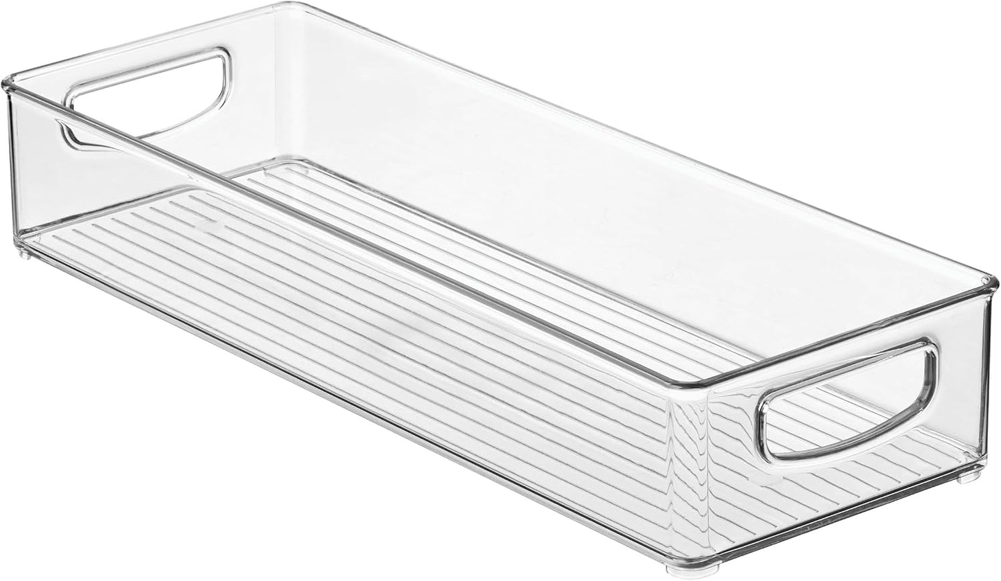 iDesign Slim Extra Long Clear Storage Bin, Narrow Stackable Organizer for Kitchen or Pantry
