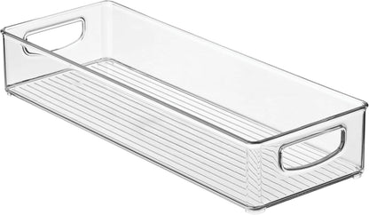 iDesign Slim Extra Long Clear Storage Bin, Narrow Stackable Organizer for Kitchen or Pantry