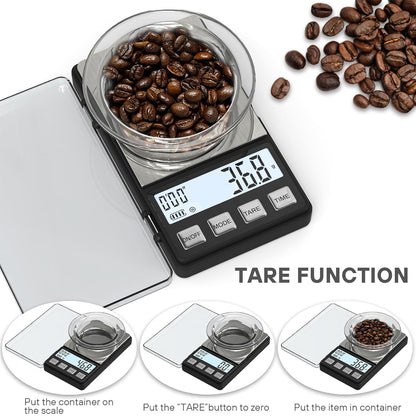 WEIGHTMAN Espresso Scale with Timer 1000g x 0.1g, Small Thin Coffee Scale
