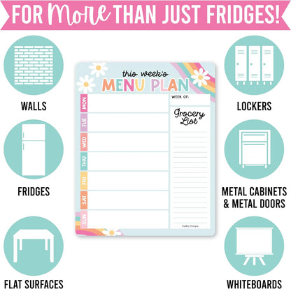 Hadley Designs Weekly Meal Planner for Fridge - Dinner Menu Board for Kitchen, Greenery Weekly Menu Board Dry Erase, Dry Erase Meal Planner for Fridge