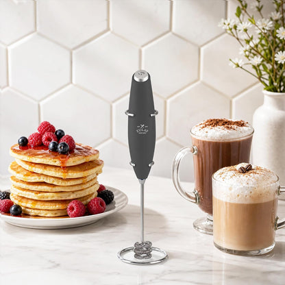 Zulay Kitchen Rechargeable Milk Frother Handheld - Frother Wand, Drink Mixer, Electric Whisk Frother, for Cappuccinos, Matcha & Protein Powder - Dynamic 3 Whisk, 3 Speed 500mAh Black - Colors C