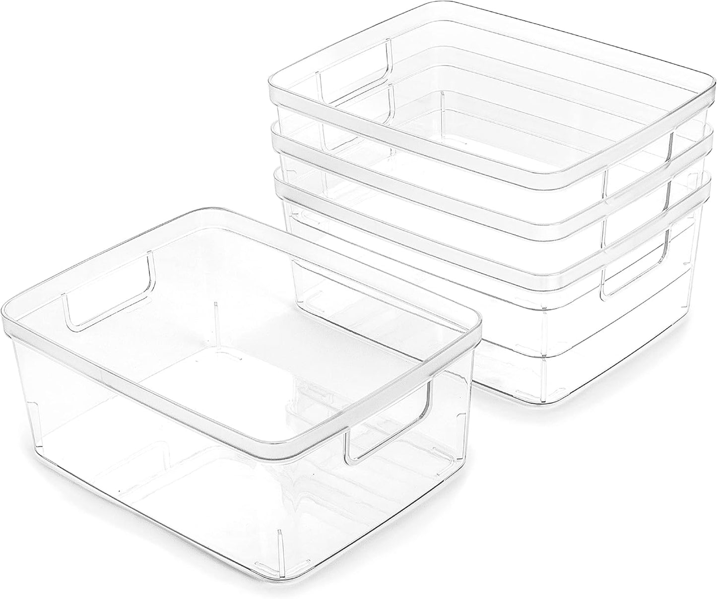 BINO | Plastic Bins, Large - 2 Pack | THE LUCID COLLECTION | Multi-Use| Built-In Handles | BPA-Free | Clear Storage Containers | Fridge Organizer | Pantry & Home Organization