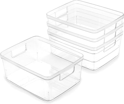 BINO | Plastic Bins, Large - 2 Pack | THE LUCID COLLECTION | Multi-Use| Built-In Handles | BPA-Free | Clear Storage Containers | Fridge Organizer | Pantry & Home Organization