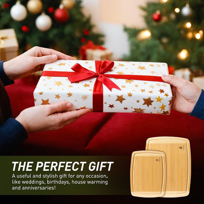 3 Packs Bamboo Cutting Board Set with Non Slip Feet and Over Sink Nice Solid Thick Wood Juice Groove Chopping Board Extra Large Big Small Best Hardwood Kitchen Counter Organic Vegetable