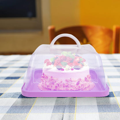 Cake Carrier with Lid and Handle Cake Stand Cupcakes Transport Storage Containers Holder Two Sided Base for Pies Cookies Muffin Pizza Nuts Fruit Dessert Christmas Presents Plastic Cover