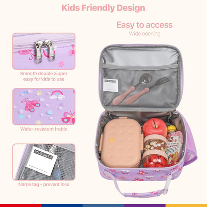 Bagseri Kids Lunch Bag Boys - Thermal Insulated Lunch Box Tote with Water Bottle Holder, Reusable Leak-Proof Kids Lunch Box for Daycare & School, Black Dinosaur (Containers Not Included)