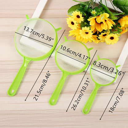 3 Packs Fine Mesh Strainers Plastic Colander Sieve, Green