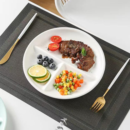 LRUUIDDE (5 Pack) Portion Control Plate for Balanced Eating, 9" Unbreakable Divided Plates,3 Compartment Plates, Reusable Plastic Plates, BPA Free for Adults
