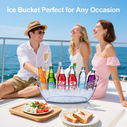 Emycool Ice Bucket, 5.5L Large Ice Buckets for Parties and Freezer, Plastic Beverage Tub for Cocktail Bar with Scoops for Wine, Champagne, Beer (4PCS)