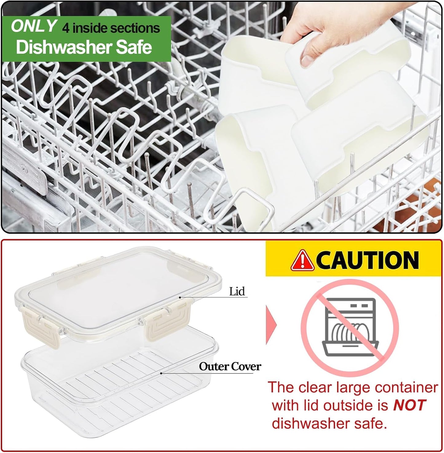 shopwithgreen 2Pcs Divided Serving Tray with Lid and Handle, Portable Snackle Box Snack Containers for Charcuterie, Party, Veggies, Snack, Fruit, Nuts, Candy, Chip, Entertaining, Picnic