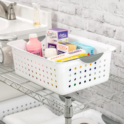 Sterilite 6-Pack Medium Ultra Basket, Open Top Plastic Storage Organizer, White - Classic Baskets for Organizing Countertops, Pantry Shelves, Kitchen Cabinets, Laundry Rooms or Home Offices