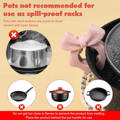 Mabor 3Pcs Spoon Holder for Pot, Bowknot Silicone Spoon Pot Pan Holder