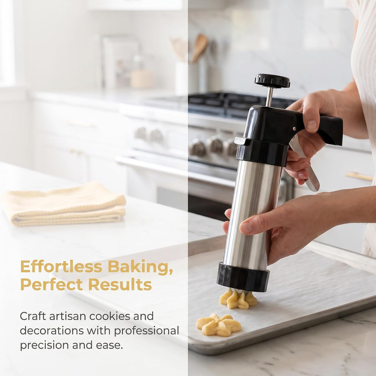 21-Piece Cookie Press Set, Stainless Steel for Various Cookies Maker black
