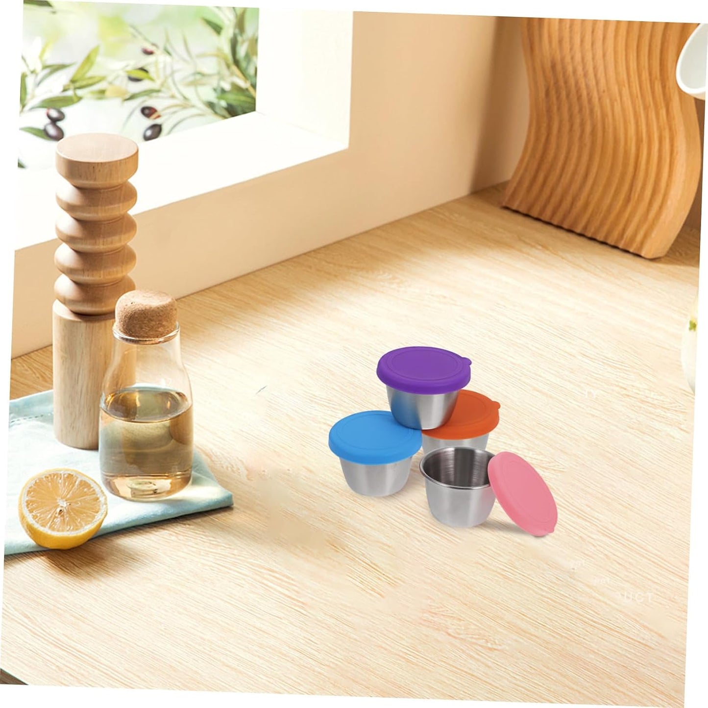 4Pcs Dip Cups with Lids Condiment Containers for Sauces Reusable and Leakproof for Parties Picnics and Meal Prep