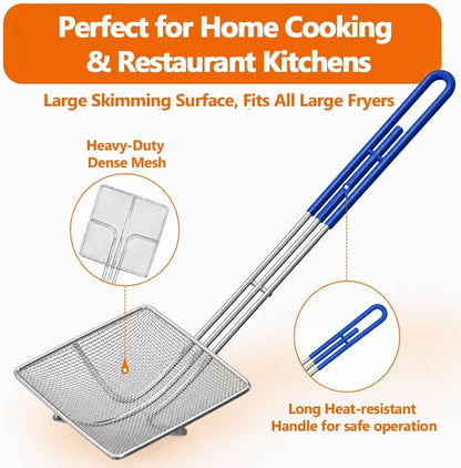 6.5" Square Fine Mesh Spider Strainer for Deep Fryer, 2 Pack