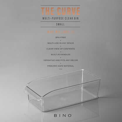 BINO | Plastic Storage Bins, Small | THE CURVE COLLECTION | Multi-Use Organizer Bins | Storage Containers Kitchen, Pantry and Home Organization | Fridge Organizers | Pantry Organization and Storage