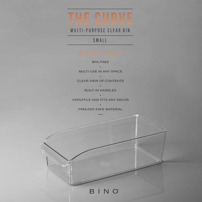 BINO | Plastic Storage Bins, Small | THE CURVE COLLECTION | Multi-Use Organizer Bins | Storage Containers Kitchen, Pantry and Home Organization | Fridge Organizers | Pantry Organization