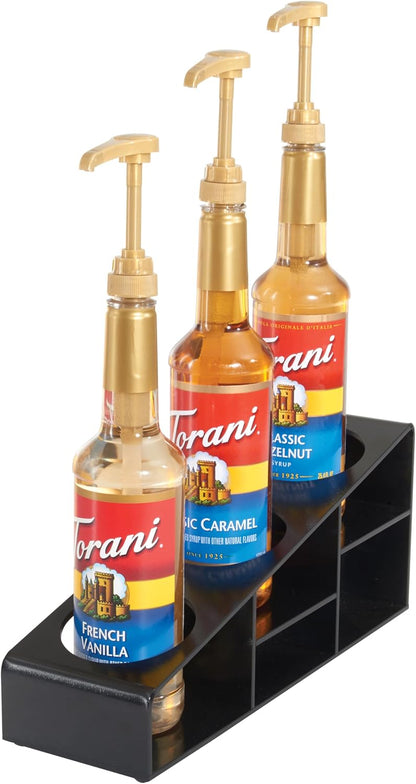 Winco Syrup/Condiment Bottle Organizer, 3-Compartments, 3.5"Dia, Plastic, Black