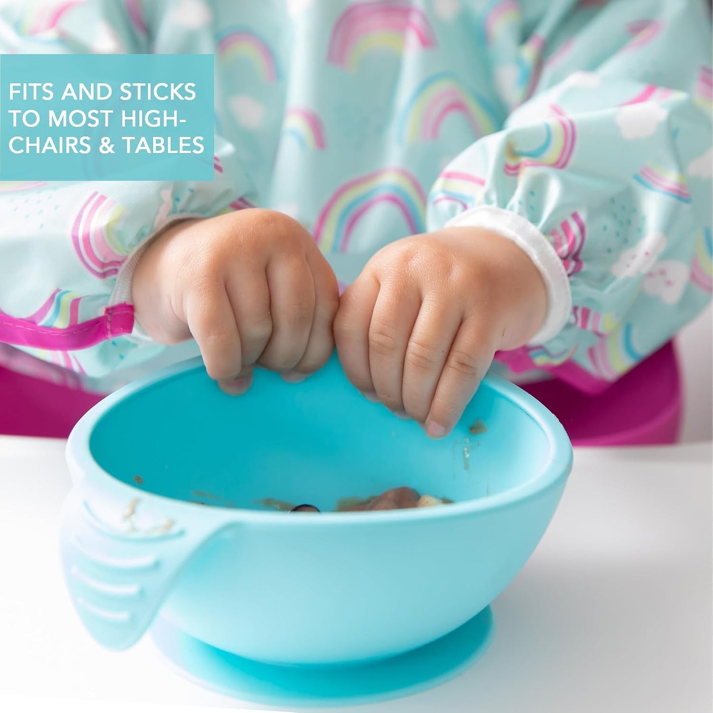 Bumkins Baby Bowl, Silicone Feeding Set with Suction for Baby and Toddler, Includes Spoon and Lid, First Feeding Set, Training Essentials for Baby Led Weaning for Babies 4 Months Up, Sage
