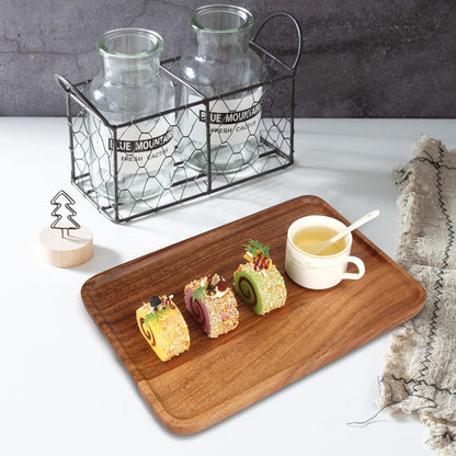 Large Wooden Serving Trays Long Party Charcuterie Boards Acacia Wood Platters Serving Cheese Board Rectangular Appetizer Snack Plates Rectangle Kitchen Dinner Platter for Food Dish Cake Dessert Tray