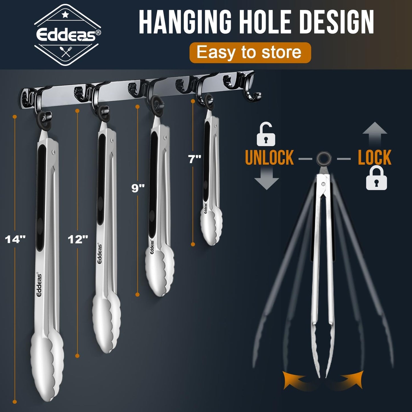 Eddeas Kitchen Tweezers Tongs, Cooking Tweezers Stainless Steel - 3 Size 12'' 10'' & 8 inch Ideal for Meat, pasta, plating and pinching delicate small pieces of food, Set of 3