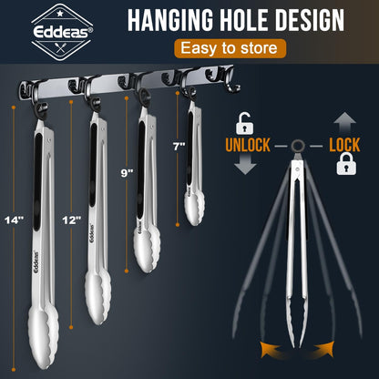 Eddeas Kitchen Tweezers Tongs, Cooking Tweezers Stainless Steel - 3 Size 12'' 10'' & 8 inch Ideal for Meat, pasta, plating and pinching delicate small pieces of food, Set of 3