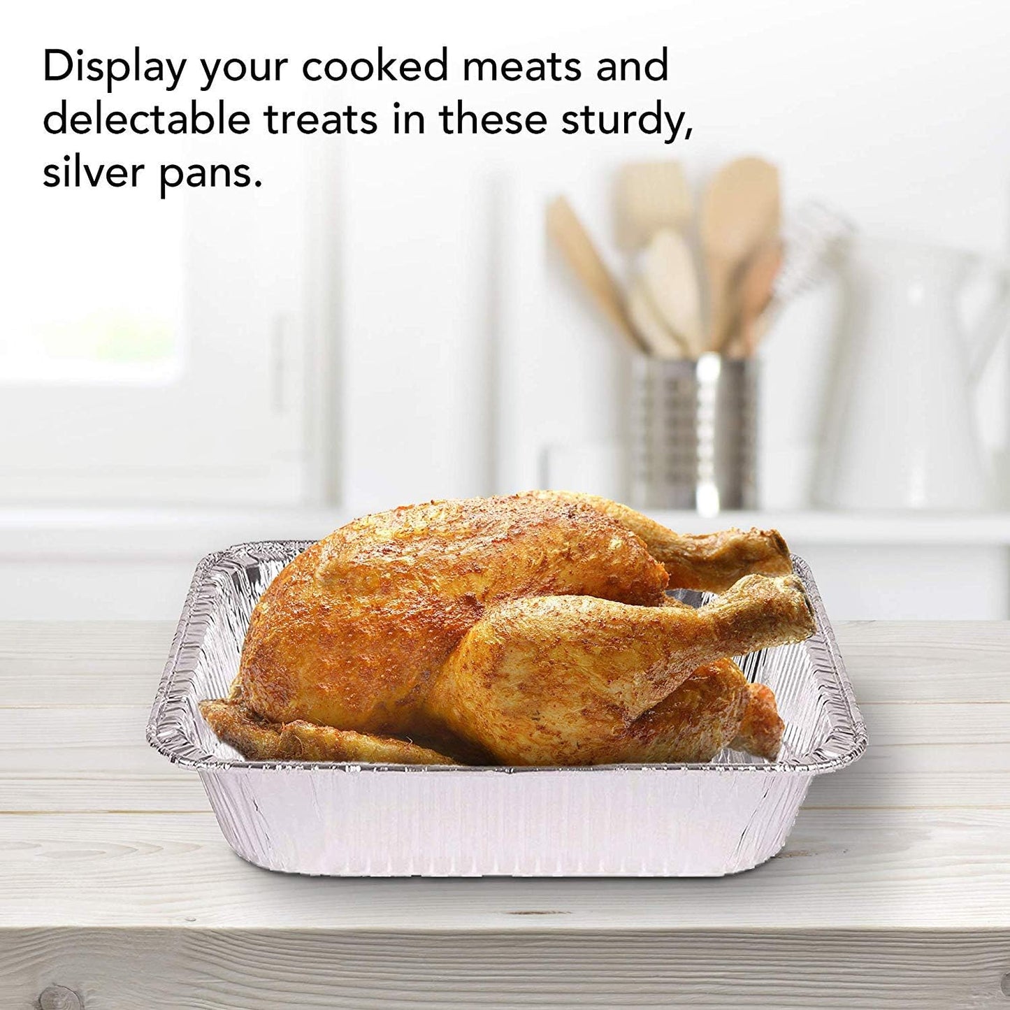 Stock Your Home 9x13 Aluminum Trays with Lids (10 Pack) – Disposable Half Size Deep Pans for Cooking, Storage, BBQ, Grilling, Catering