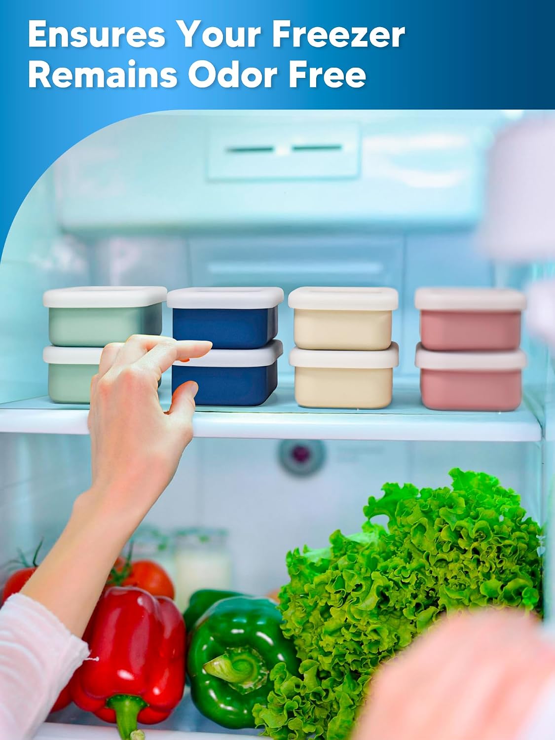 8 PCS 2 Cup Silicone Freezer Molds with Lid, Meal Prep Freezer Molds Silicone Freezer Containers Reusable Food Preserving Tray Freezing Ice Trays for Soups Sauces Stews