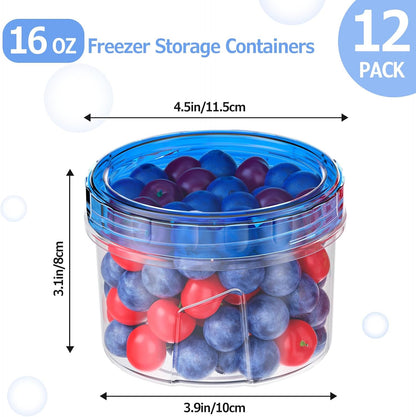 10 Pack-32 OZ Freezer Storage Containers, Small Plastic Food Storage Containers with Twist Top Lids, BPA Free and Reusable Meal Prep Containers Microwave/Dishwasher Safe