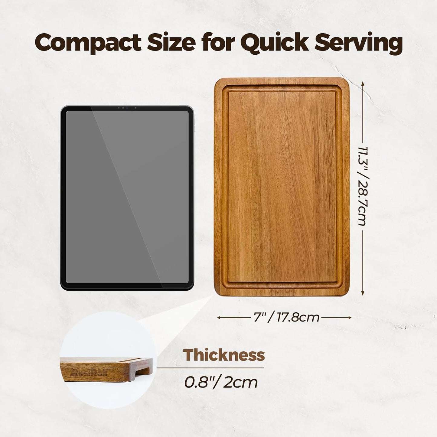 Acacia Wood Cutting Board for Kitchen, Set of 3 - Durable Thick Chopping Boards with Juice Grooves & Handles for Prep & Serving, Impressive Gift for Housewarming, Christmas, and Home Chefs