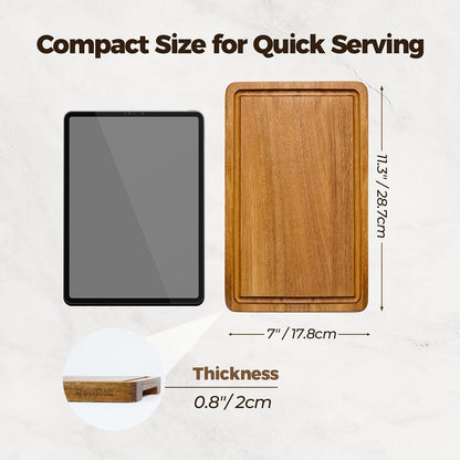 Acacia Wood Cutting Board for Kitchen, Set of 3 - Durable Thick Chopping Boards with Juice Grooves & Handles for Prep & Serving, Impressive Gift for Housewarming, Christmas, and Home Chefs