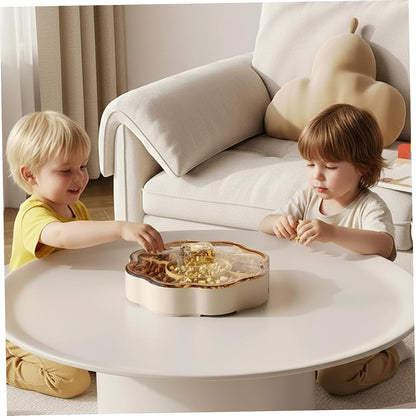 Dry Fruit Tray, 5 Compartments Relish Tray with Lid Round Plastic Serving Dishes for Nut, Snack, Fruit, Candies, Cookie Home, Office 9.5x9.5x3.4 inch