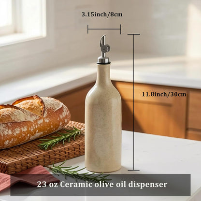 Olive Oil Dispenser Bottle for Kitchen, 23 Oz Large Ceramic Oil Dispenser