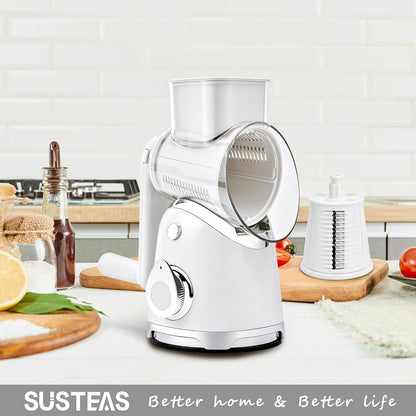 SUSTEAS Rotary Cheese Grater Hand Crank, Kitchen Shredder Vegetable Slicer