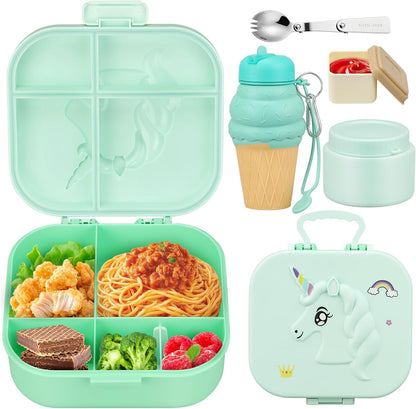 Lunch Box Kids, Leak Proof 5 Compartment Bento Box for Kids, 13oz Thermo for Hot Food Kids Lunch Box,Hot Lunch Box for School Travel