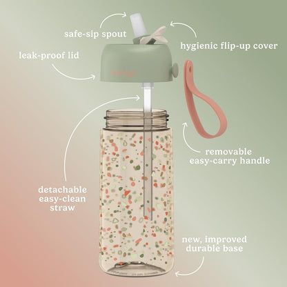 Bentgo Kids Water Bottle - Leak-Proof, Durable Tritan PFAS- & BPA-Free 15 fl oz, Kids/Toddlers Ages 3+ for School & Sports; Bite & Sip Spout, Carrying Handle, Dishwasher Safe (Unicorn)