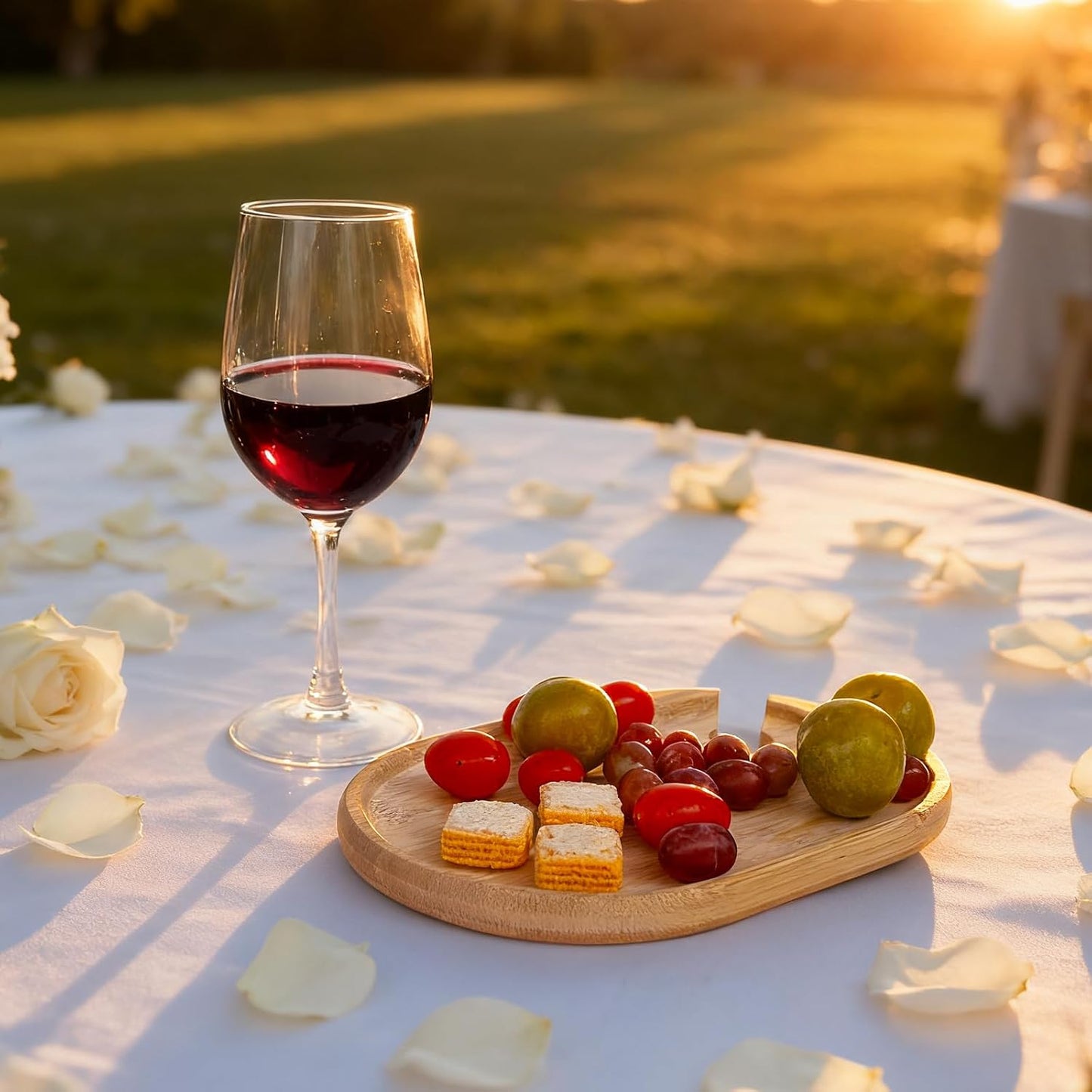 4 PCS Wine Appetizer Plates，Individual Mini Charcuterie Boards，Wine Glass Topper Appetizer Plates，Cocktail Plate with Glass Holder，Cheese Board with Wine Holder