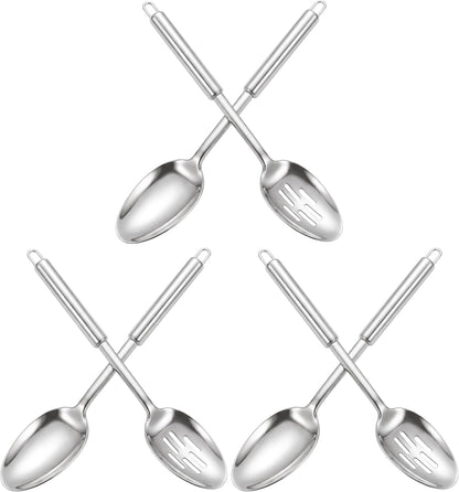 Stainless Steel Serving Spoon,Solid Slotted Spoon,Cooking Spoons Set, Kitchen Utensils Set For Mixing, Serving, Stiring Large Spoons