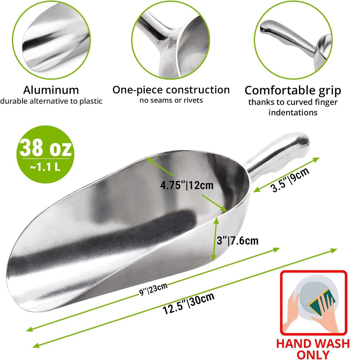 CUSINIUM 24 oz Aluminum Ice Scoop with Holder