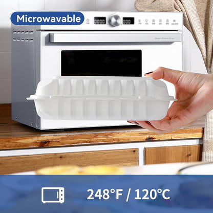 Food Containers 7.8" 30 oz 65 Pack - BPA Free Mineral Filled PP Plastic | 3 Compartment Shrink Wrap Clamshell Stackable | Reusable Freezer & Microwave Safe | White Commercial Takeout Boxes