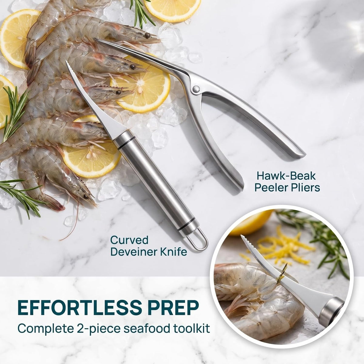 Shrimp Deveiner Tool and Peeler Set Multifunctional Shrimp Deveining Tool
