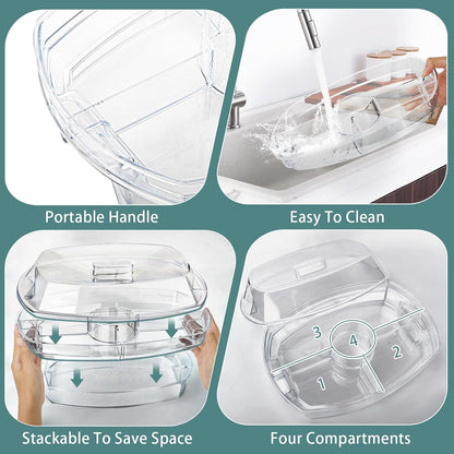 Chilled Serving Platters,Chilled Veggie Tray with Lid,Ice Serving Platters and Trays Cold Travel,Fruit Ice Serving Tray,Appetizer Fruit Snack Tray Keeps Food Cool