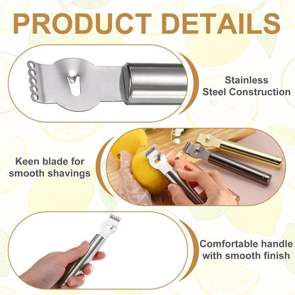 uxcell Lemon Zester Tool Stainless Steel Orange Peeler Silver