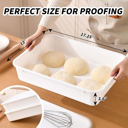 2 Pack Pizza Dough Proofing Box, Pizza Storage Container，Food Storage Containers with Lids，Pizza Pack Container Expandable，Bread Proofing Box，Stackable Commercial Quality Trays with Covers