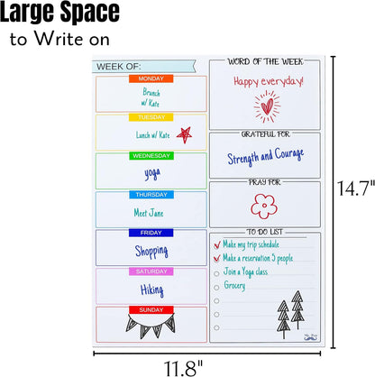 Mr. Pen- Magnetic Weekly Dry Erase Planner for Fridge, 12x15 Inches, Dry Erase Whiteboard Fridge Calendar with 4 Markers & Large Writing Space for Schedules, Chores, Meal Planning & Family To-Do List