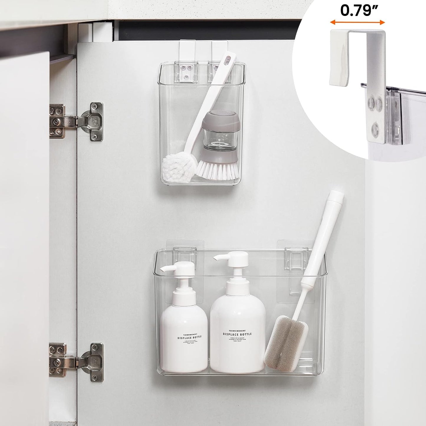 vacane Office Hanging Organizer, Clear Hanging Baskets for Organizing Over the Cabinet Organizer Holder for Kitchen, Pantry, Bathroom-Hang Outside or Inside Door-XL