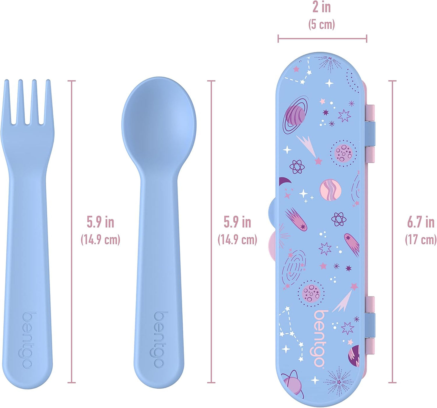 Bentgo Kids Utensil Set - Reusable Plastic Fork, Spoon & Storage Case - BPA-Free Materials, Easy-Grip Handles, Dishwasher Safe - Ideal for School Lunch, Travel, & Outdoors (Shark)